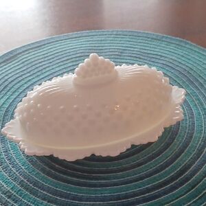 Fenton Hobnail Milk Glass Butter Dish With Lid